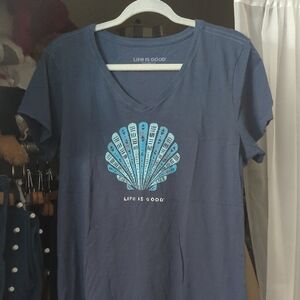 Life Is Good Navy T-Shirt with Shell Design